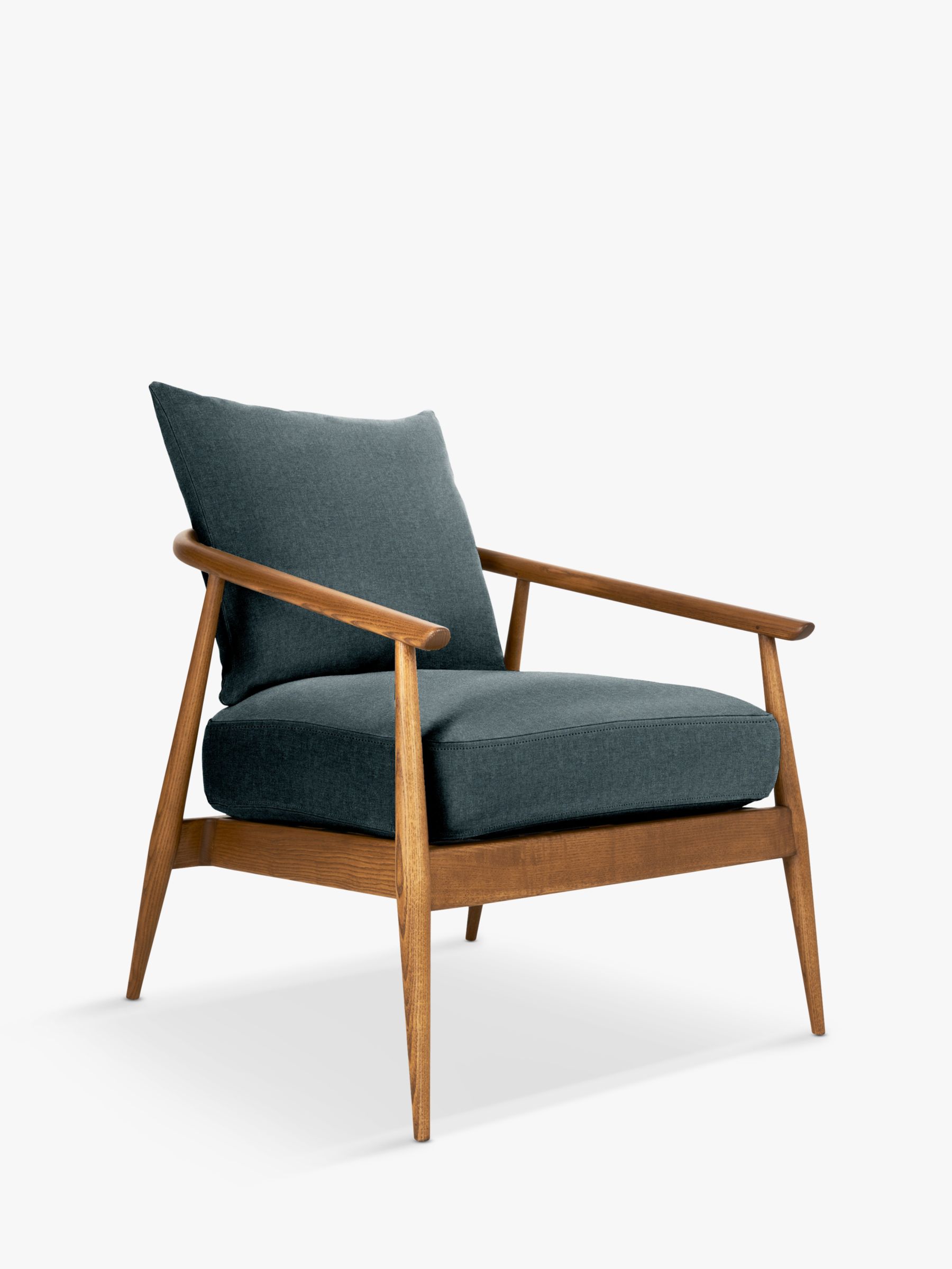 Hazlemere Range, ercol for John Lewis Hazlemere Armchair, Vintage Ash Leg, Atlantic Blue