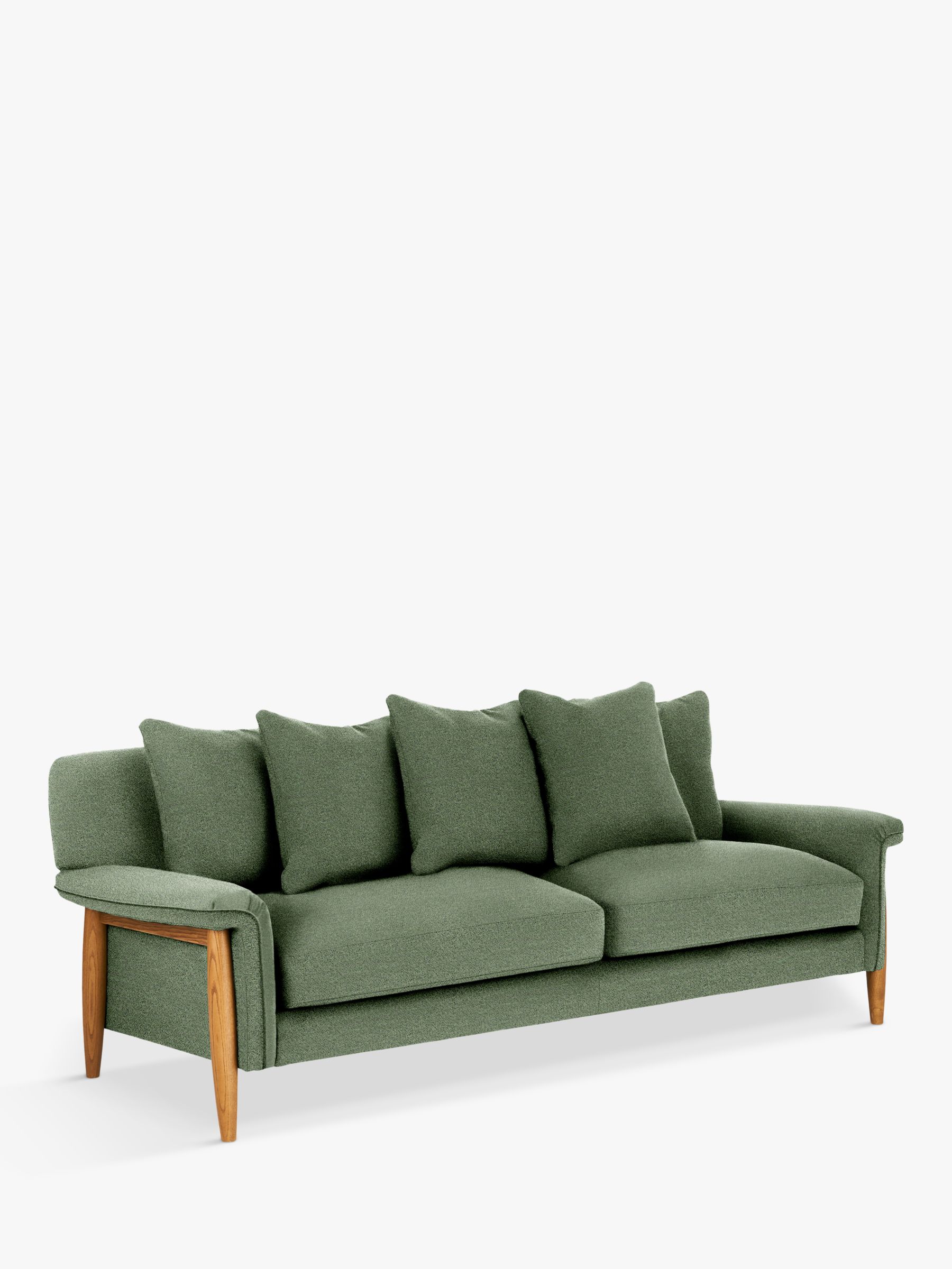 Sorrento Range, ercol for John Lewis Sorrento Large 3-Seater Sofa, Vintage Ash Leg, Boucle Green
