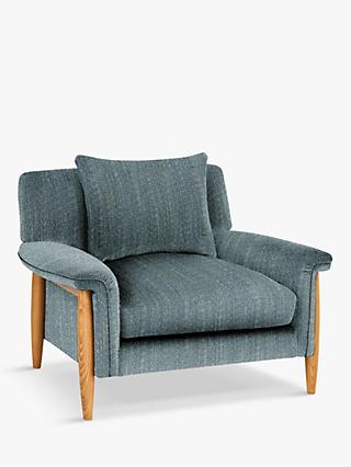 Sorrento Range, ercol for John Lewis Sorrento Armchair, Vintage Ash Leg, Textured Weave Blue