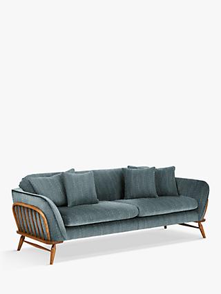 Hexton Range, ercol for John Lewis Hexton Large 2 Seater Sofa, Vintage Ash Leg, Textured Weave Blue