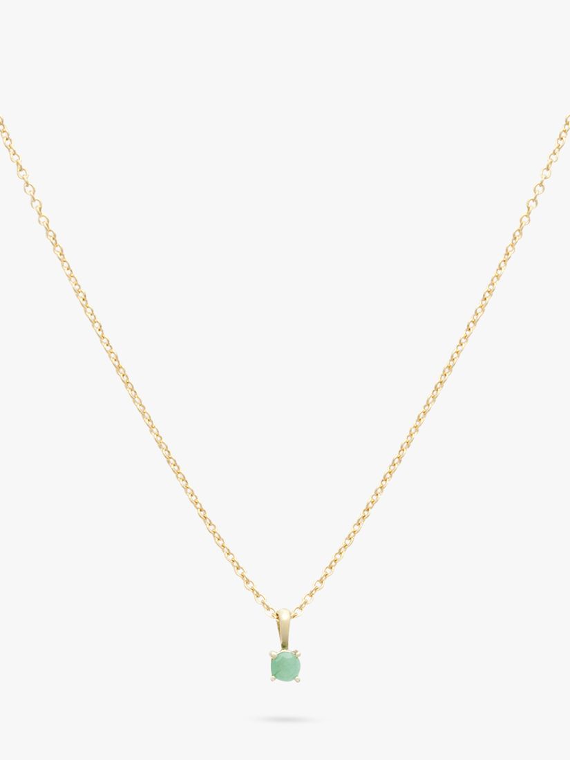 Leah Alexandra Gemstone Pendant Necklace, Gold/Emerald at John Lewis ...