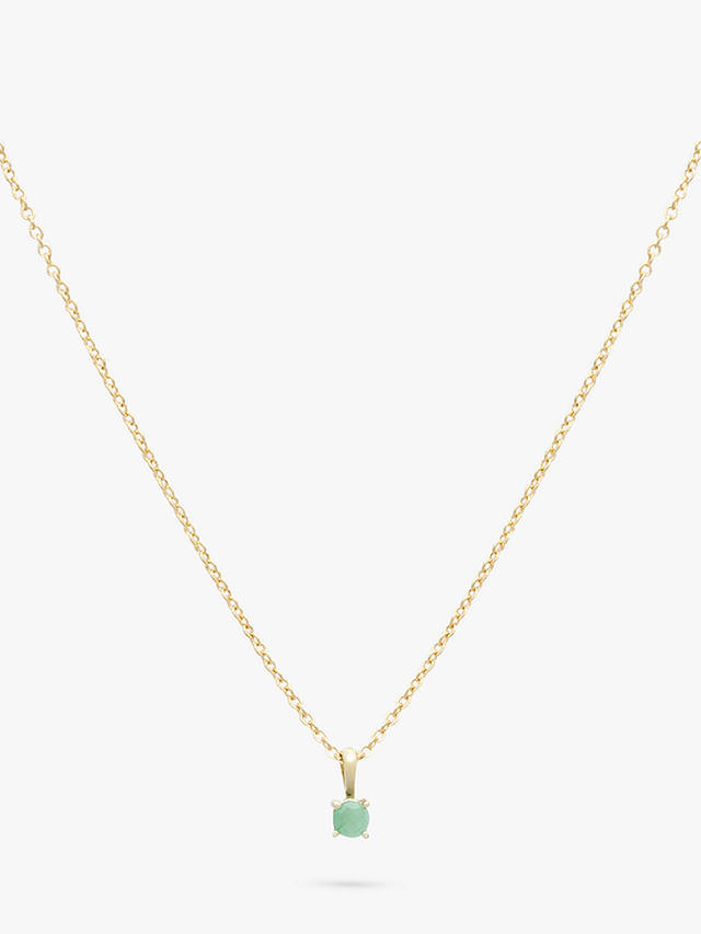 Leah Alexandra Gemstone Pendant Necklace, Gold/Emerald