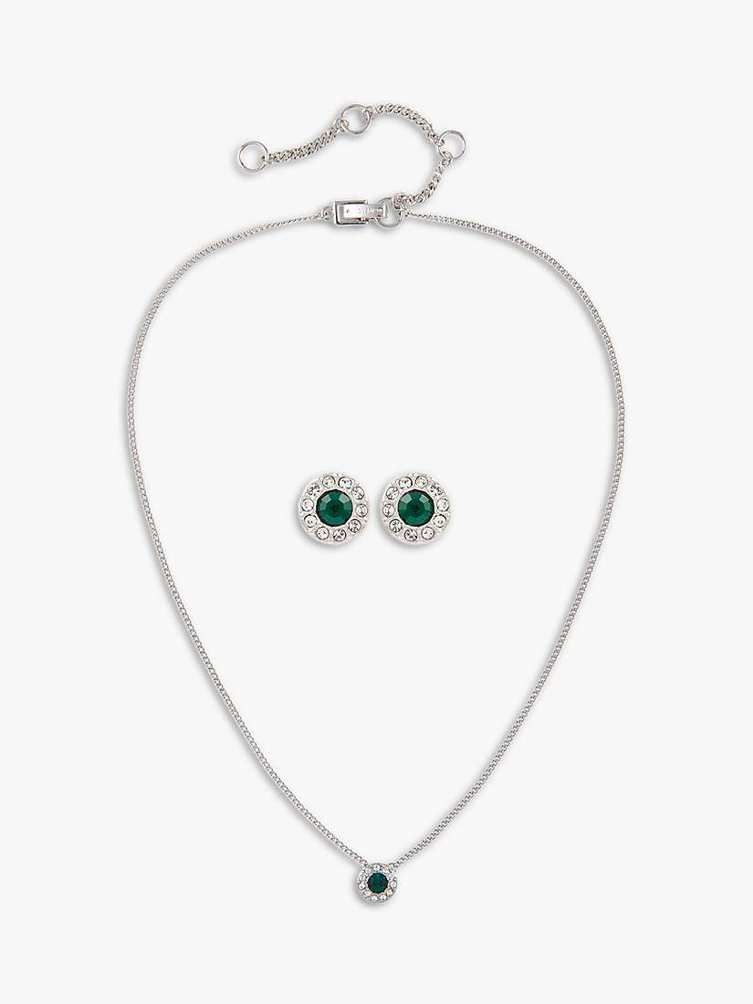Buy Susan Caplan Vintage Givenchy Rhodium Plated Swarovski Crystals Post Earrings and Pendant Necklace Jewellery Gift Set, Dated Circa 2000s, Silver/Green Online at johnlewis.com