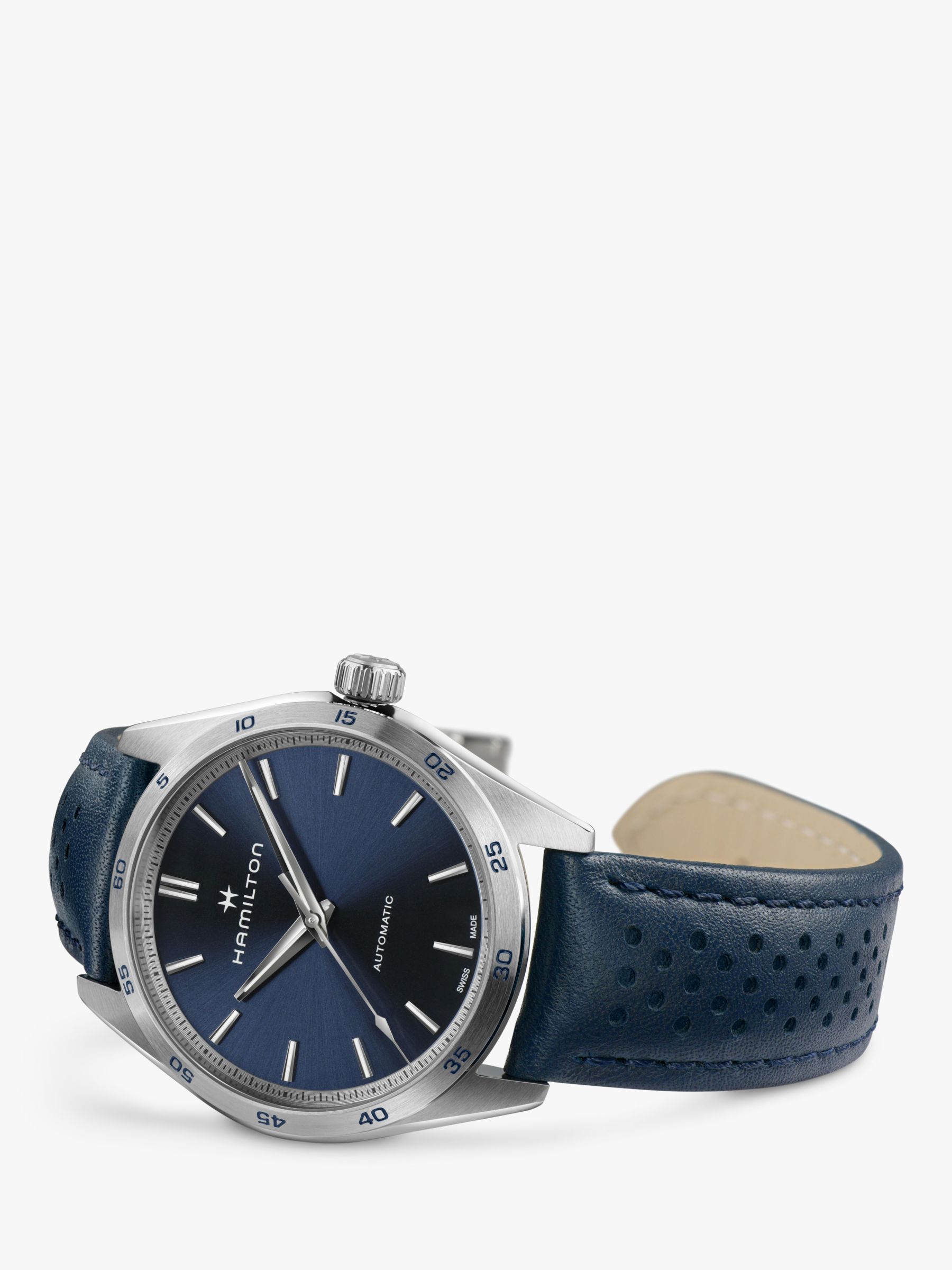 Buy Hamilton H36215640 Unisex Jazzmaster Performer Automatic Leather Strap Watch, Blue Online at johnlewis.com