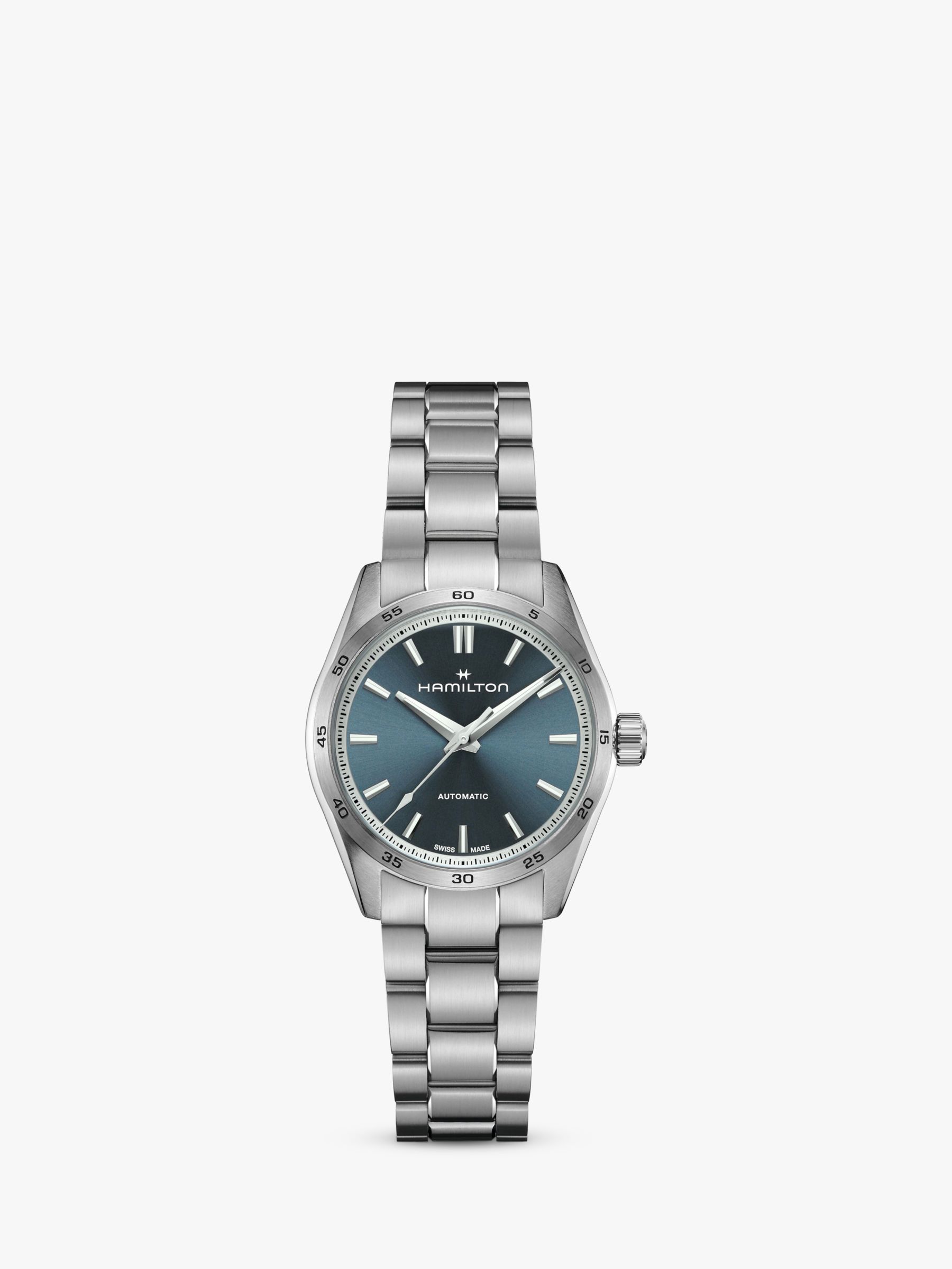 Hamilton H36105140 Unisex Jazzmaster Performer Automatic Bracelet Strap Watch, Silver/Blue