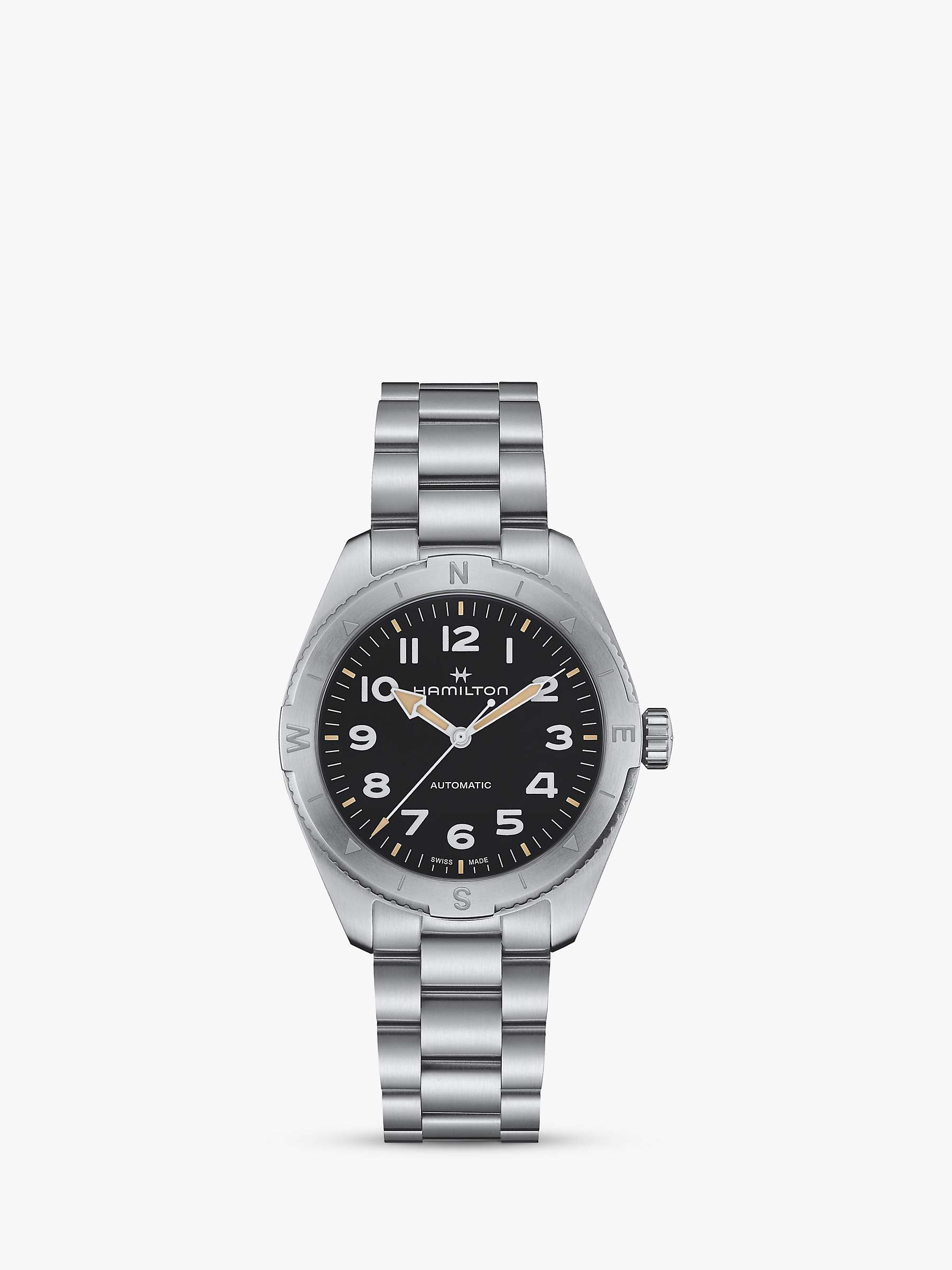 Buy Hamilton H70315130 Unisex Khaki Field Expedition Automatic Bracelet Strap Watch, Silver/Black Online at johnlewis.com