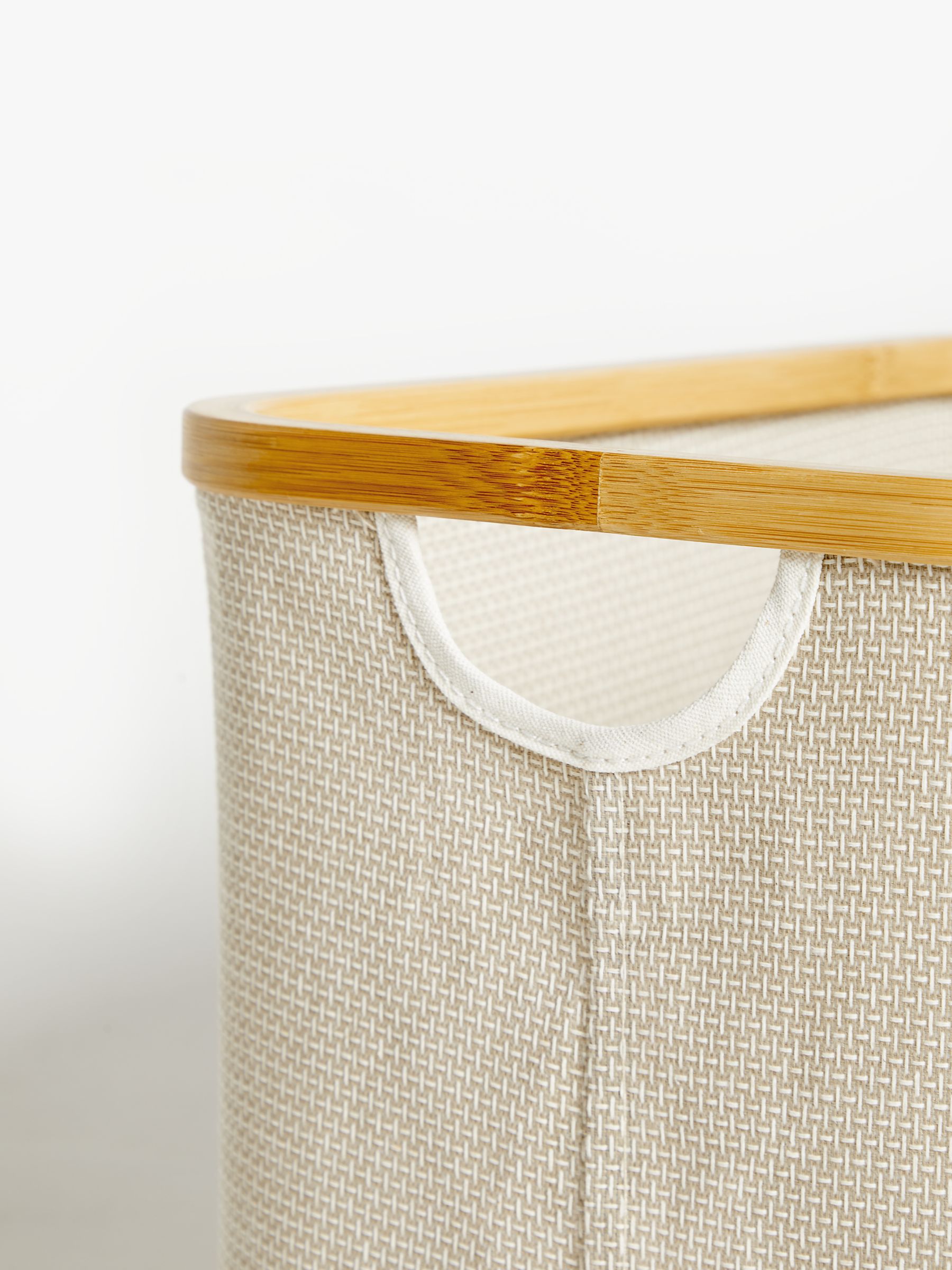 John Lewis Bamboo Rim Open Storage Basket, H25 x W53.4 x D33cm, Sand