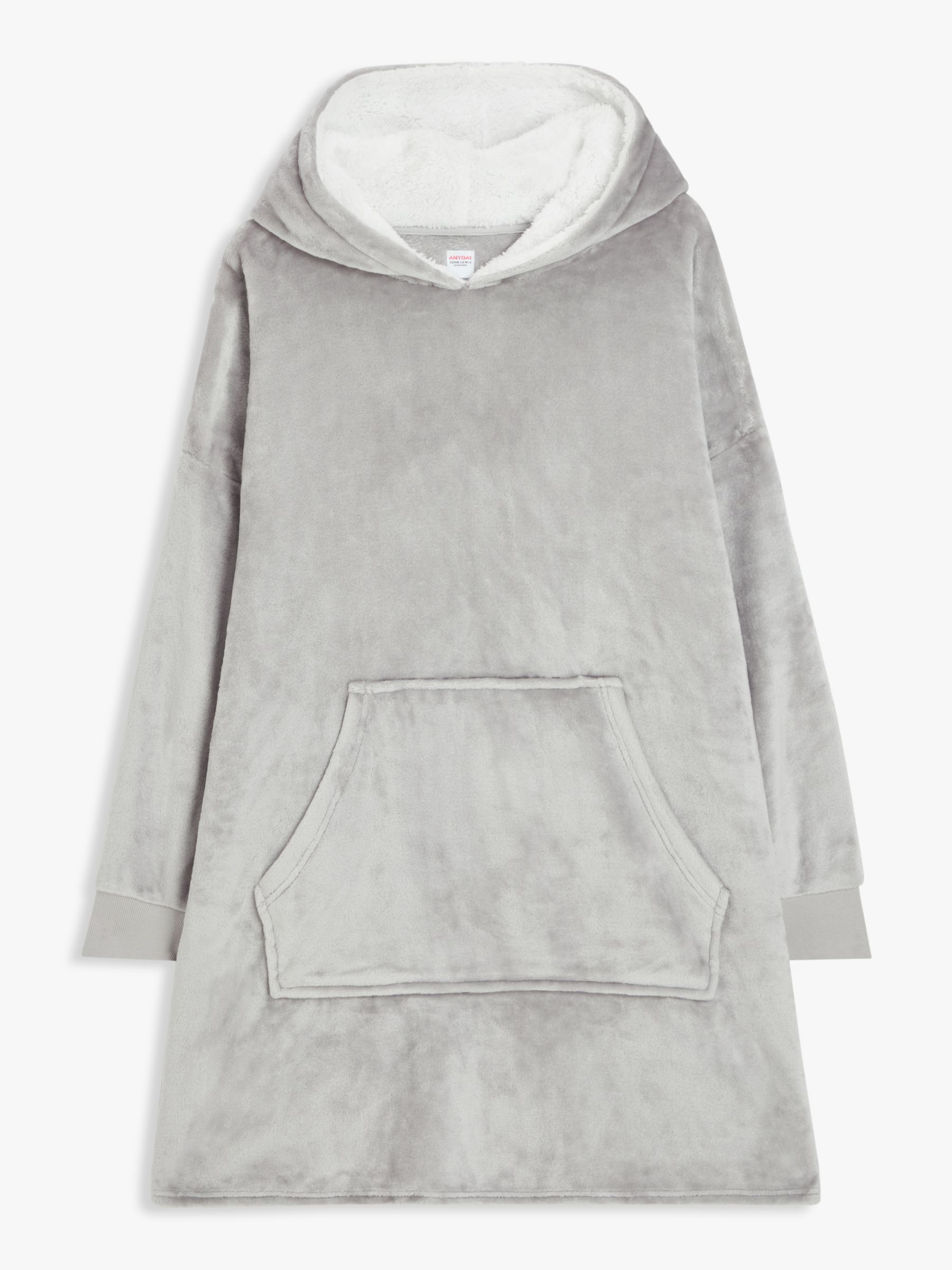 John Lewis ANYDAY Fleece Oversized Hoodie, Grey at John Lewis