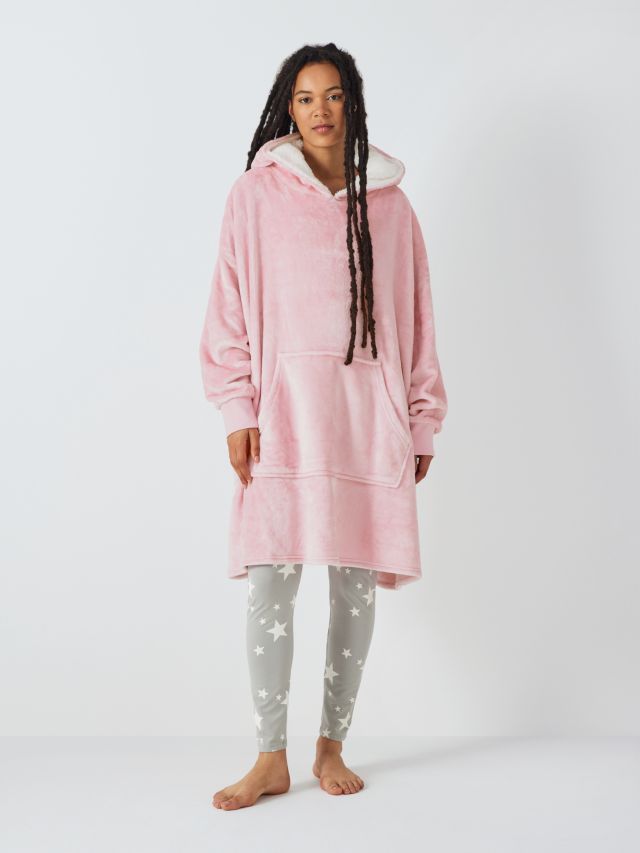 John Lewis ANYDAY Fleece Oversized Hoodie One Size Pink