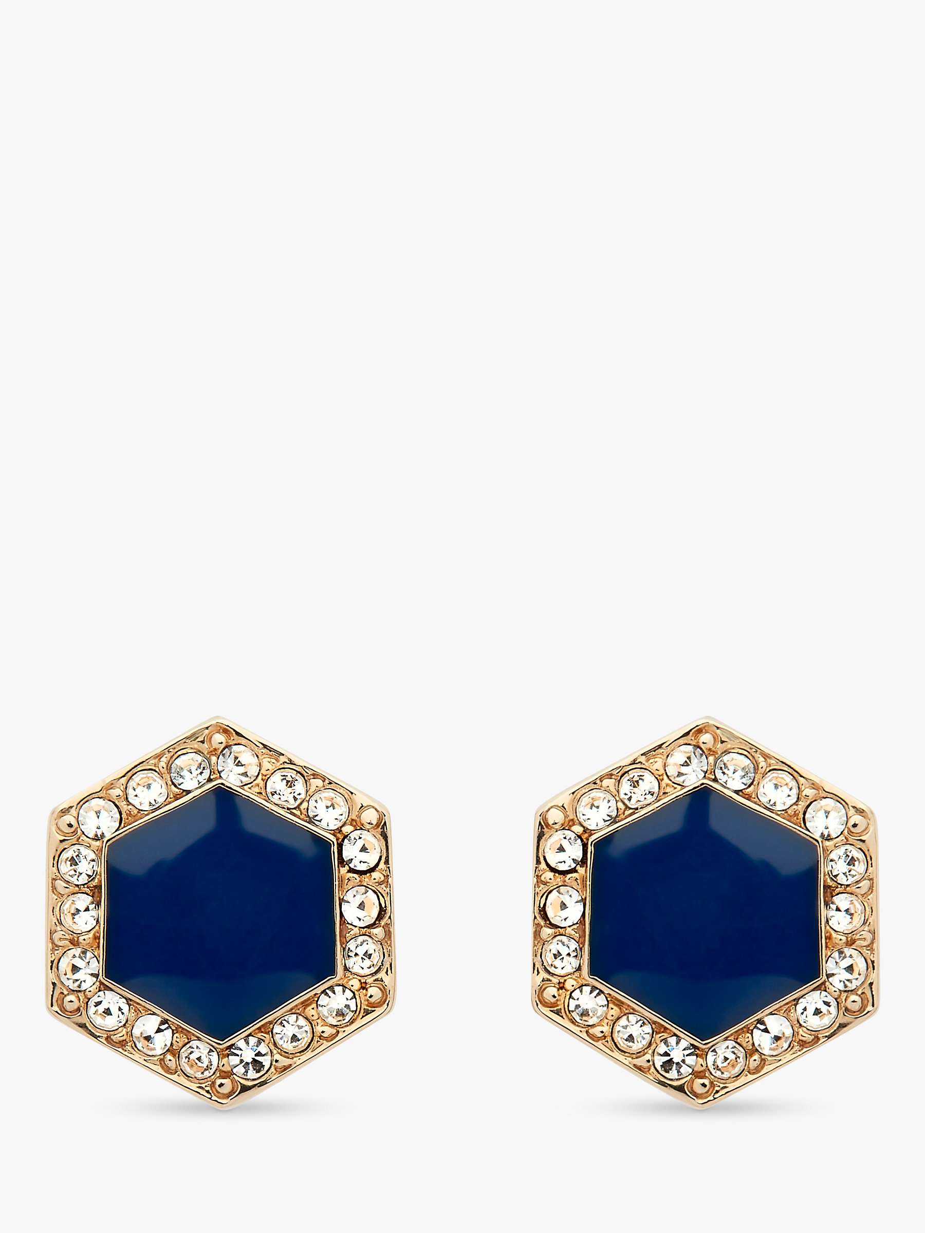 Buy Melissa Odabash Crystal and Enamel Hexagonal Stud Earrings, Gold/Blue Online at johnlewis.com