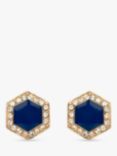 Melissa Odabash Crystal and Enamel Hexagonal Stud Earrings, Gold/Blue
