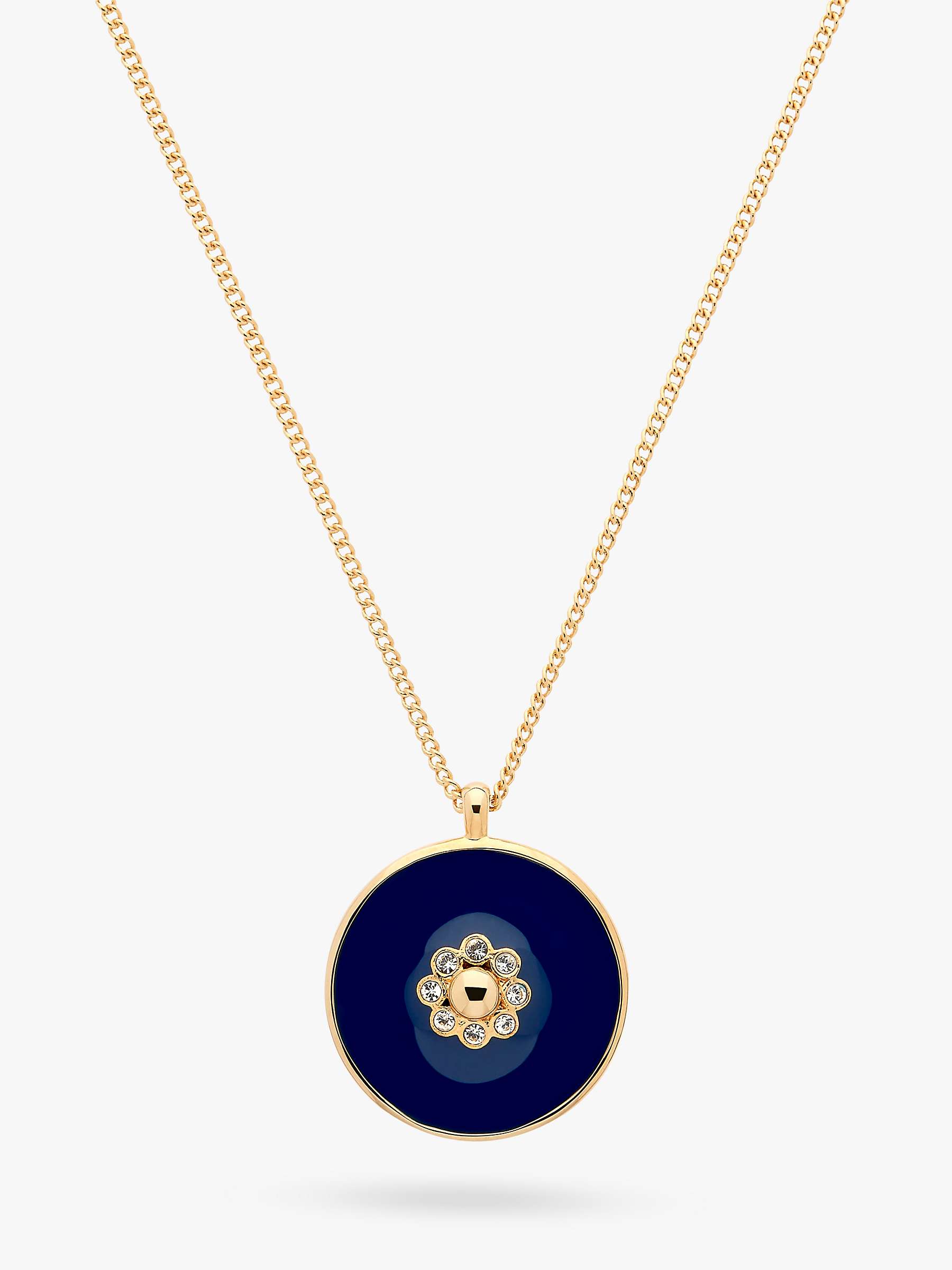 Buy Melissa Odabash Crystal and Enamel Flower Round Pendant Necklace, Gold/Blue Online at johnlewis.com