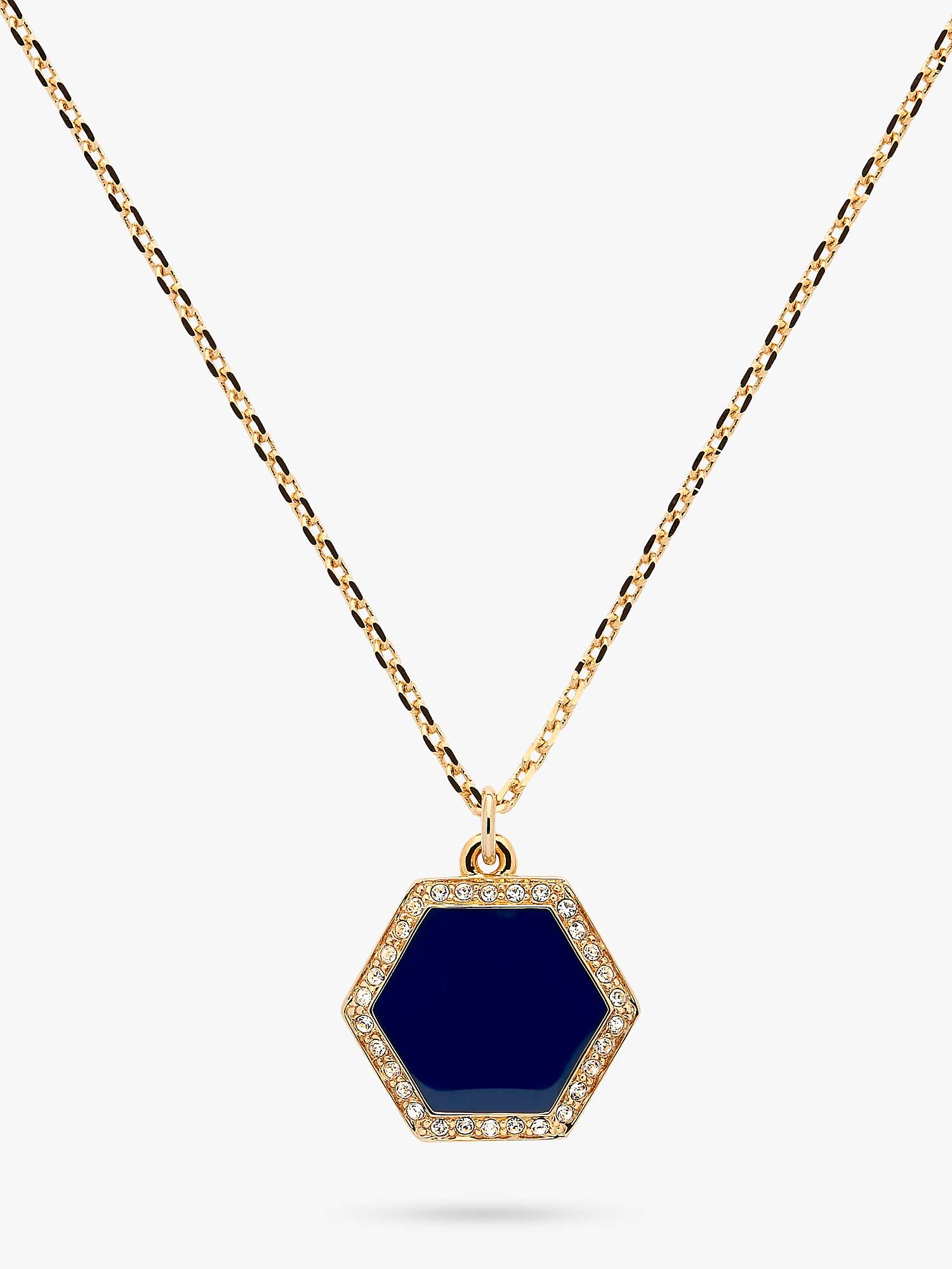 Buy Melissa Odabash Crystal and Enamel Hexagonal Pendant Necklace, Gold/Blue Online at johnlewis.com