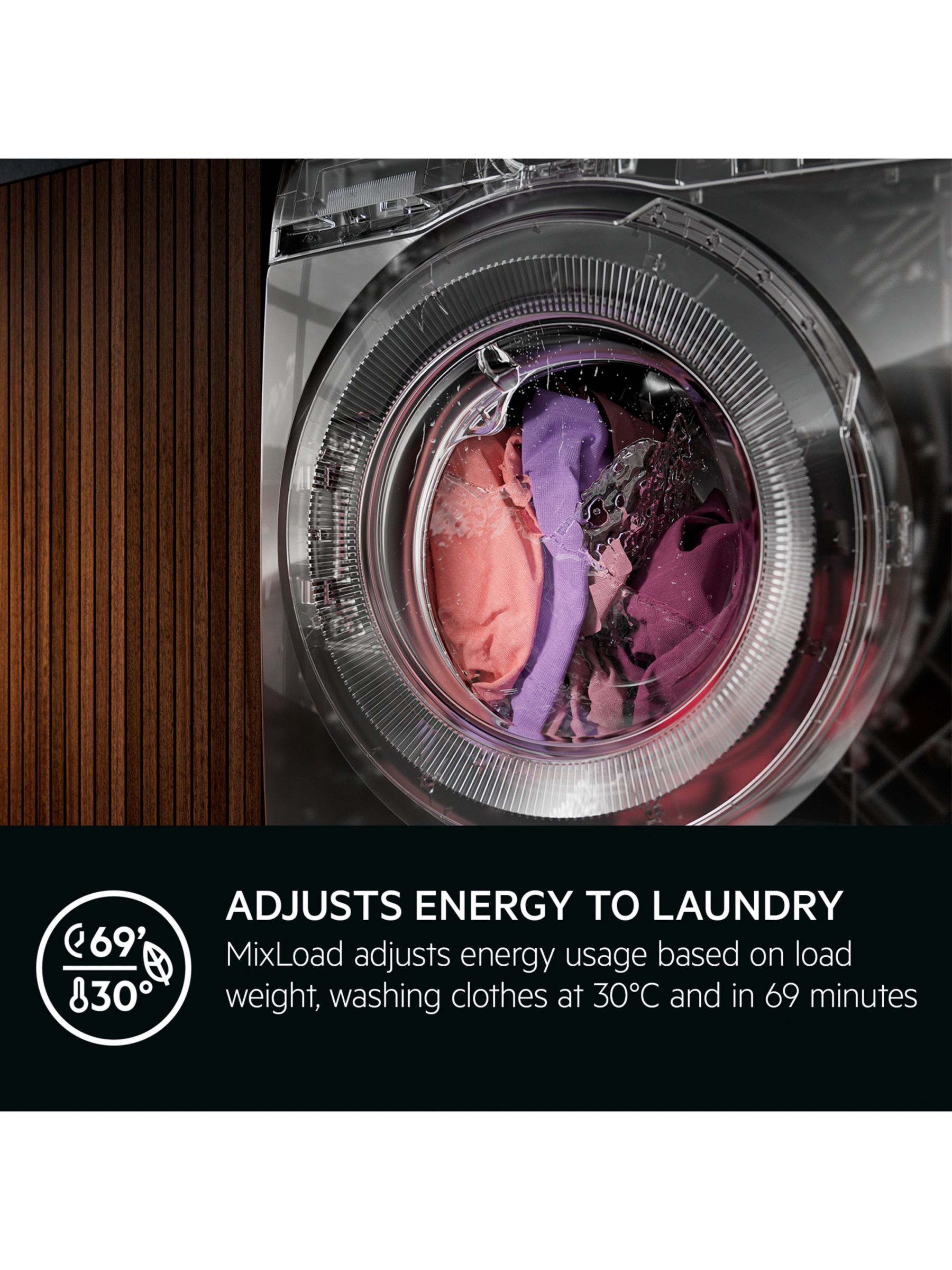 AEG 7000 LWR7496O4B Freestanding Washer Dryer, 9/6kg Load, 1600pm Spin ...