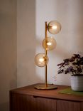 John Lewis Champagne Bubble 3 Glass Table Lamp, Champagne/Warm Brass