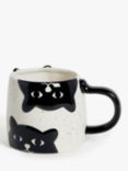 John Lewis Halloween Stoneware Cat Mug, 350ml, Black/White