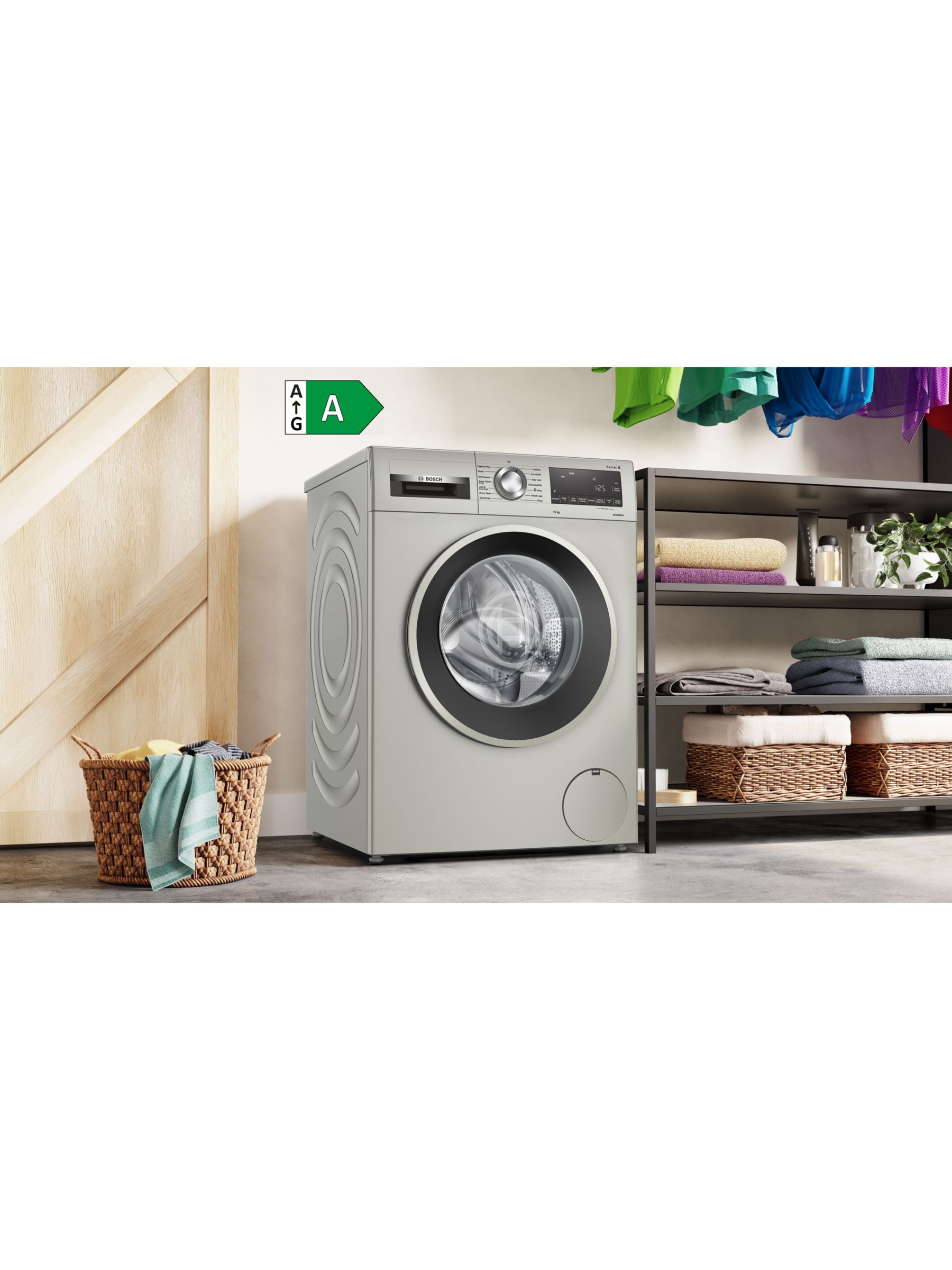 Bosch Series 6 Wgg245s2gb Freestanding Washing Machine 10kg Load 1400rpm Spin Silver Inox 