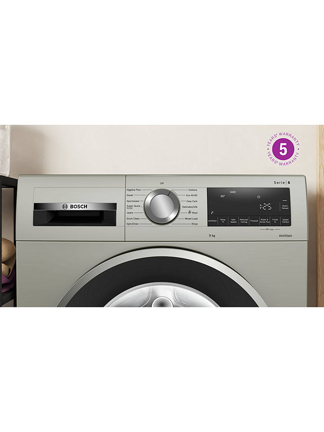 Buy Bosch Series 6 WGG2440XGB Freestanding Washing Machine, 9kg Load, 1400rpm Spin, Silver Inox Online at johnlewis.com