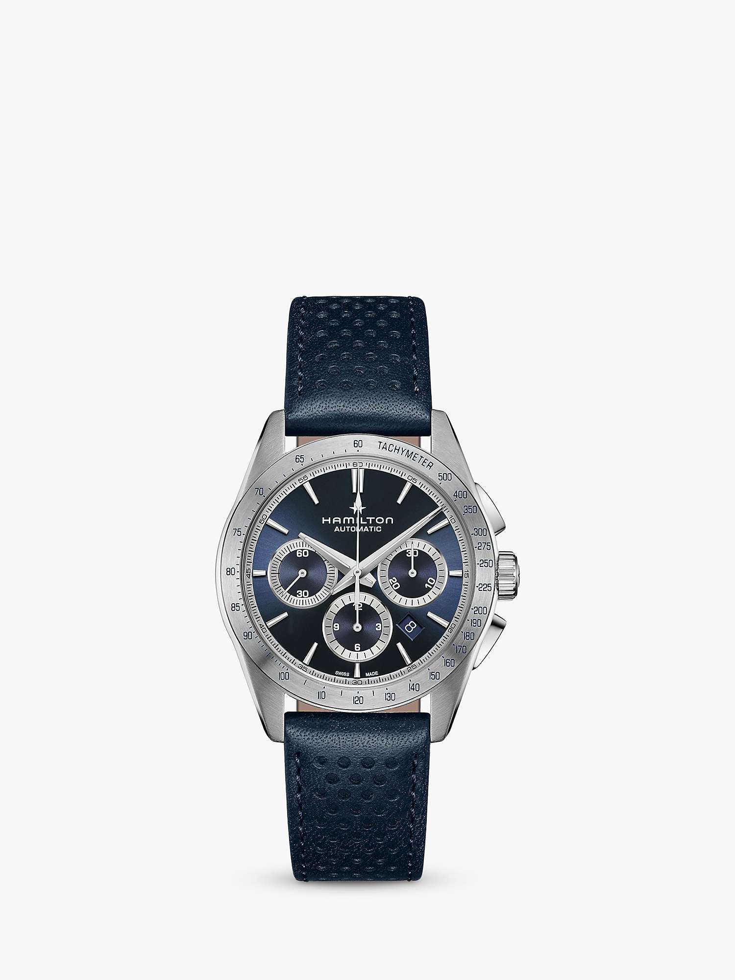 Buy Hamilton H36616640 Men's Jazzmaster Automatic Chronograph Leather Strap Watch, Blue Online at johnlewis.com