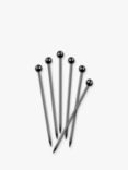 Final Touch Cocktail Picks, Pack of 6, Black/Chrome