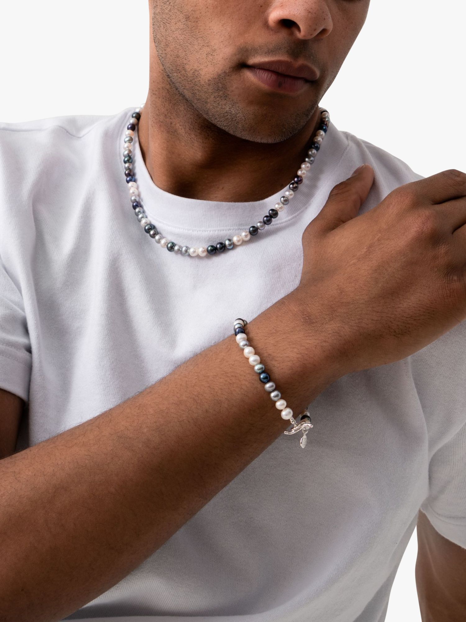 Buy Dower & Hall Men's Mixed Freshwater Pearl Necklace, Multi Online at johnlewis.com