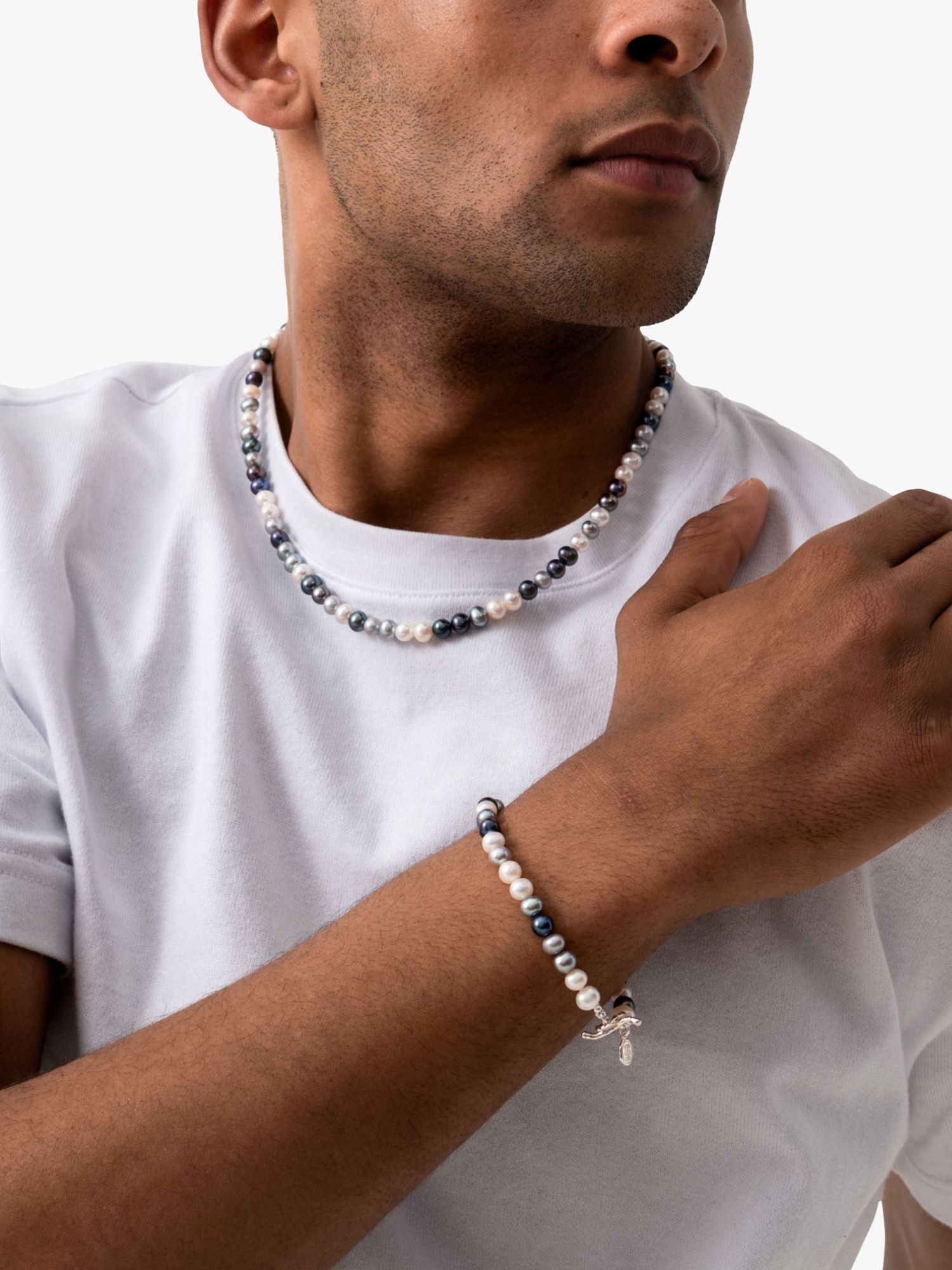 Buy Dower & Hall Men's Mixed Freshwater Pearl Necklace, Multi Online at johnlewis.com
