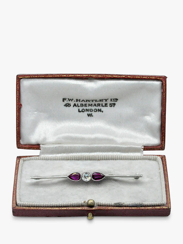 Milton & Humble Jewellery Second Hand White Gold Ruby & Diamond Brooch