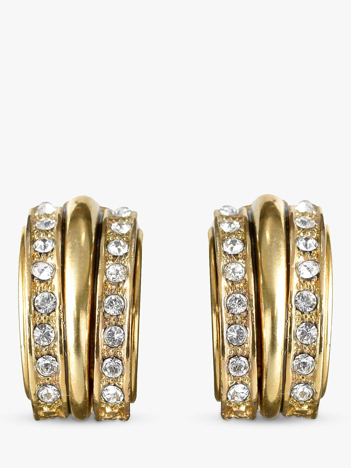 Eclectica Vintage Swarovski Crystal Demi Hoop Clip-On Earrings, Gold at ...