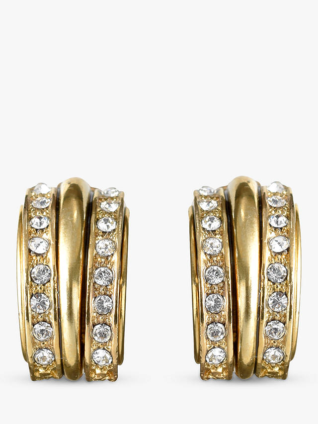 Eclectica Vintage Swarovski Crystal Demi Hoop Clip-On Earrings, Gold