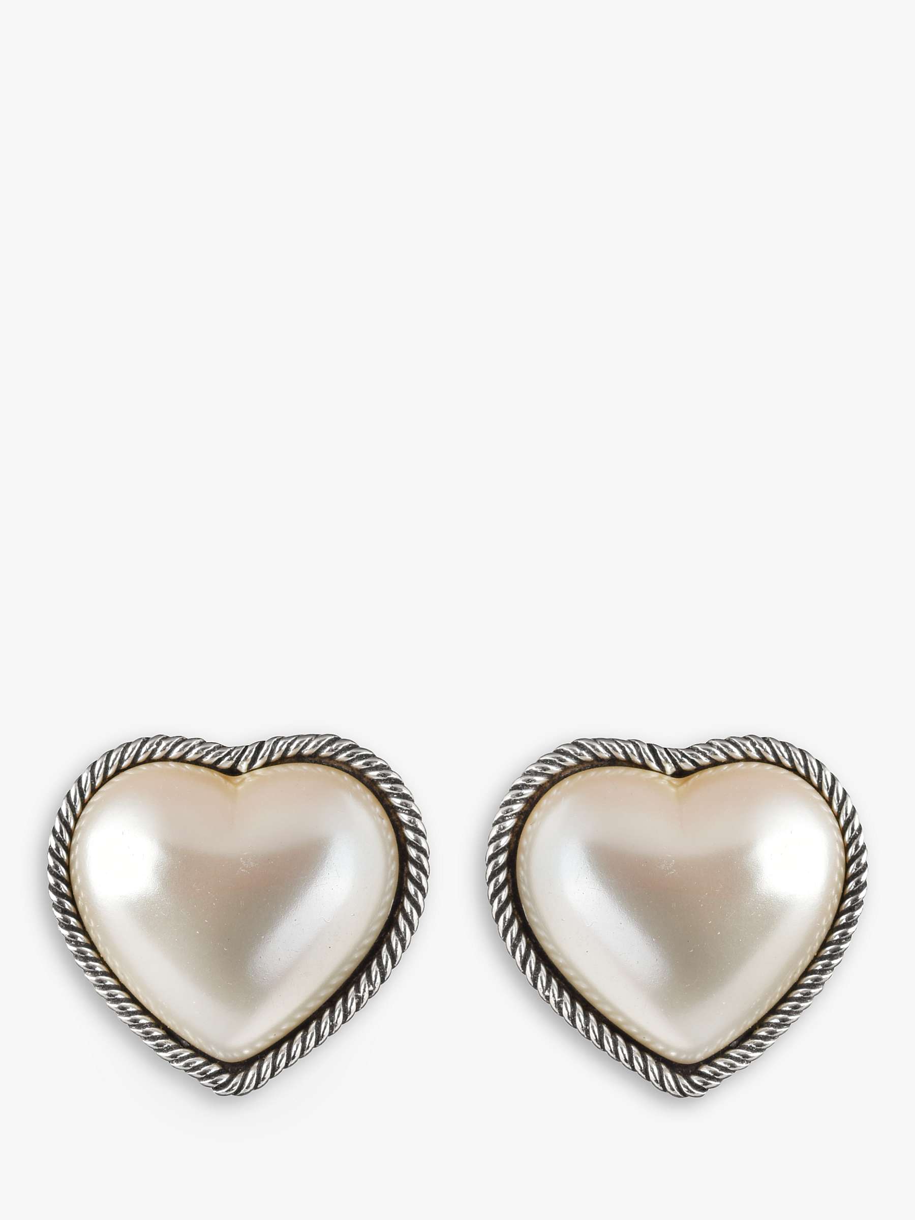 Buy Eclectica Vintage Faux Pearl Heart Clip-On Earrings, Dated Circa 1980s Online at johnlewis.com