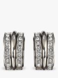 Eclectica Vintage Swarovski Crystal Demi Hoop Clip-On Earrings, Silver
