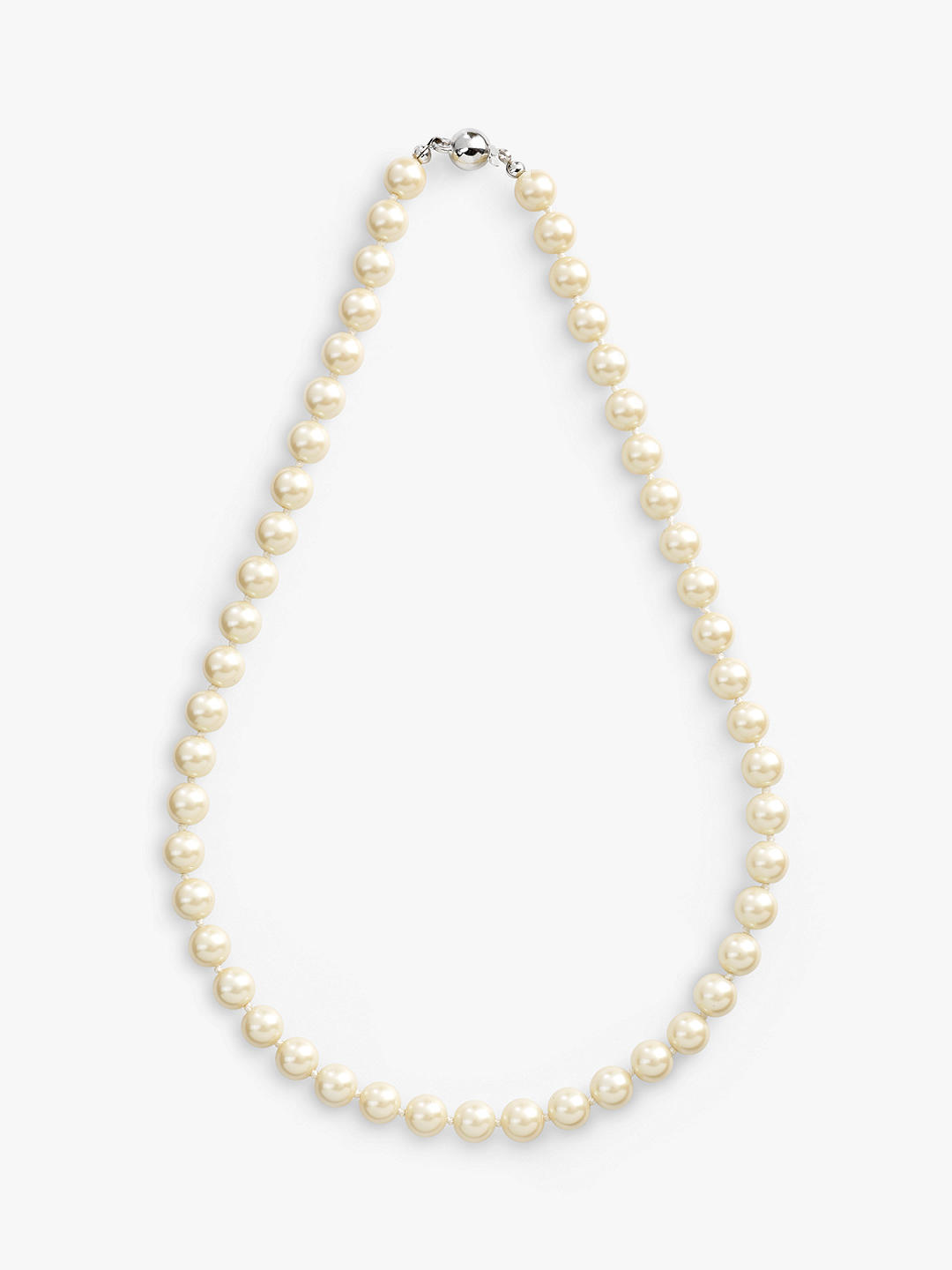Eclectica Vintage Single Row Faux Pearl Necklace, Cream/Silver