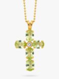 Eclectica Vintage Swarovski Crystal Cross Pendant Necklace, Gold