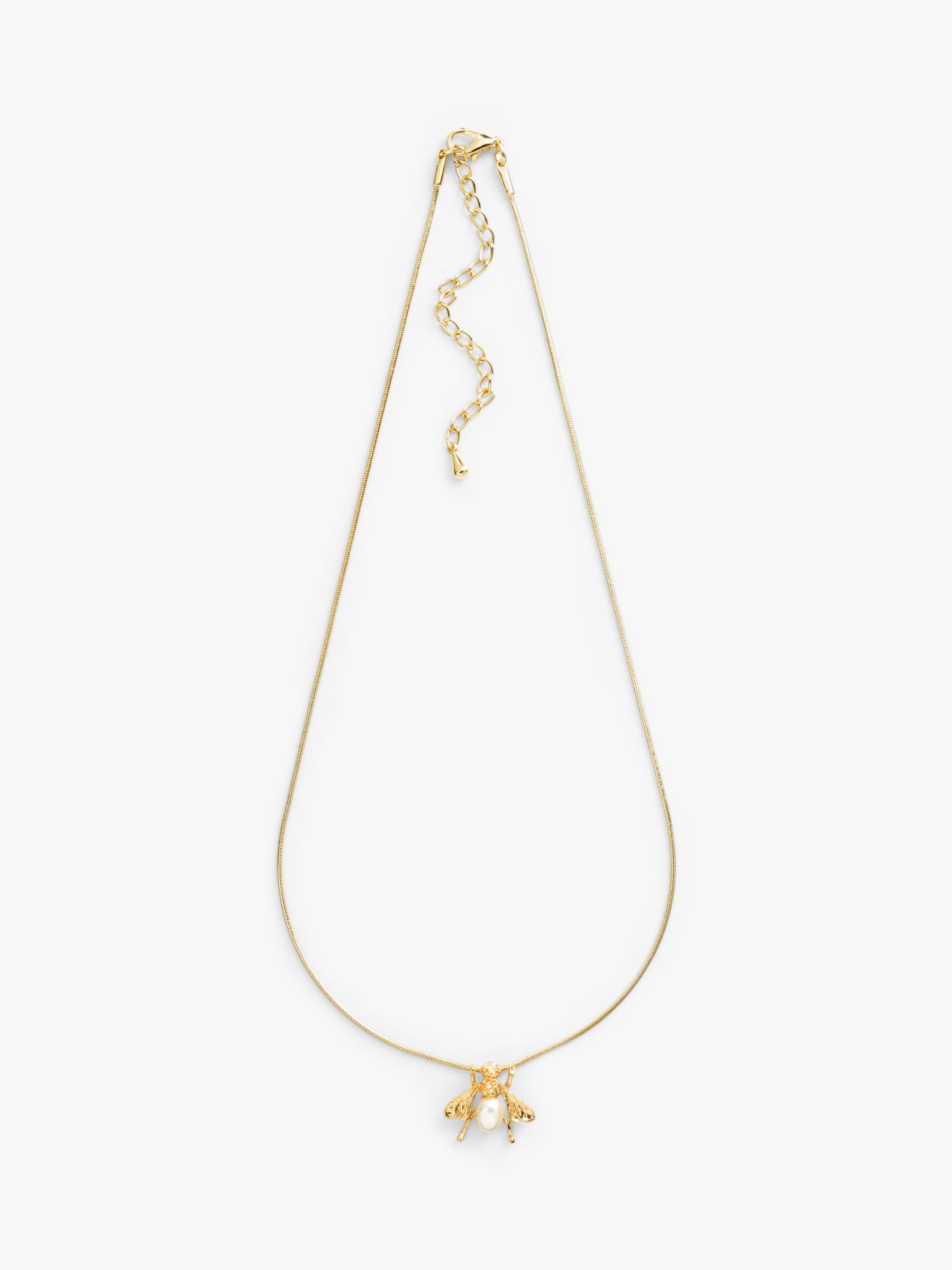 Buy Eclectica Vintage Faux Pearl Bee Pendant Necklace, Gold Online at johnlewis.com