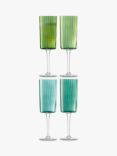 LSA International Gems Champagne Glass Flute, Set of 4, 210ml, Jade