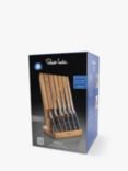 Robert Welch Angled Oak Wood Filled Knife Block with 6 Professional Kitchen Knives Set, 7 Piece