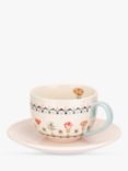 Cath Kidston Painted Table Stoneware Teacup & Saucer Set, 230ml, Multi