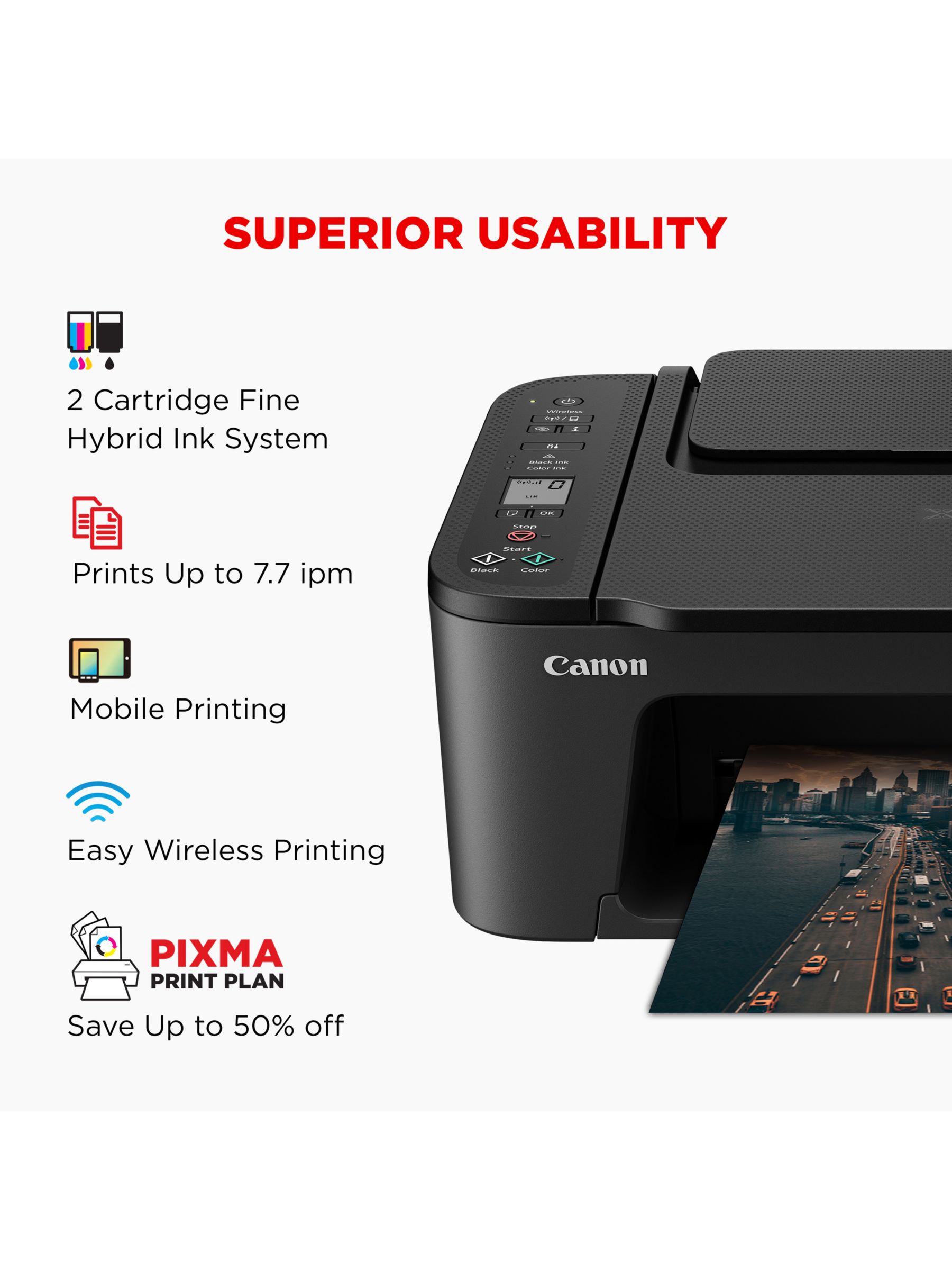 Canon PIXMA TS3550i All-in-One Wireless Wi-Fi Printer, Black