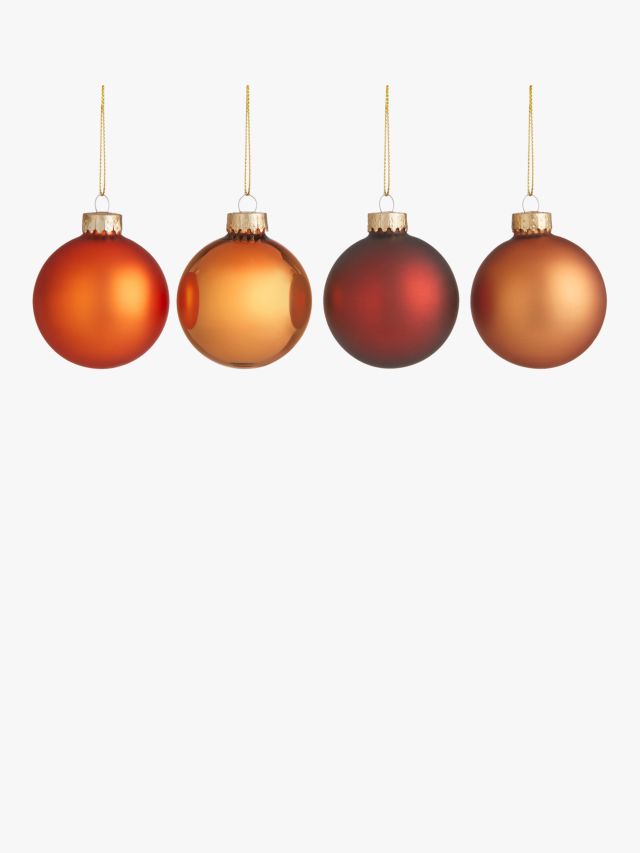 John Lewis Christmas Cottage Glass Baubles, Tub of 20, Copper