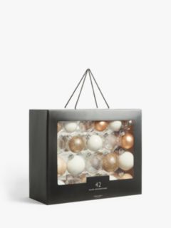 John Lewis Winter Fairytale Glass Baubles, Box of 42, Champagne