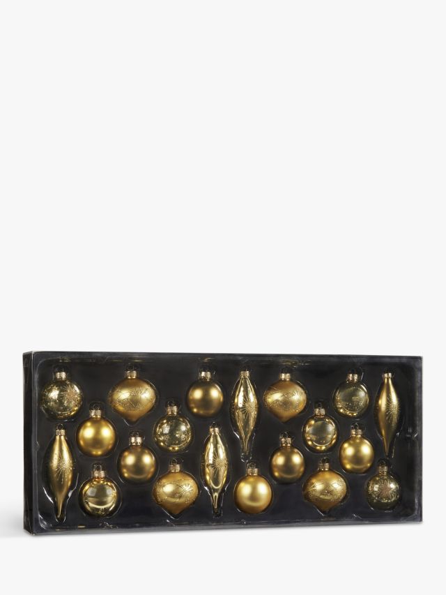John Lewis Royal Fairytale Assorted Glass Baubles, Box of 20, Gold