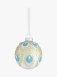 John Lewis Winter Fairytale Peacock Feather Bauble, Champagne / Blue