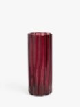 John Lewis Ripple Glass Vase, H26cm, Damson