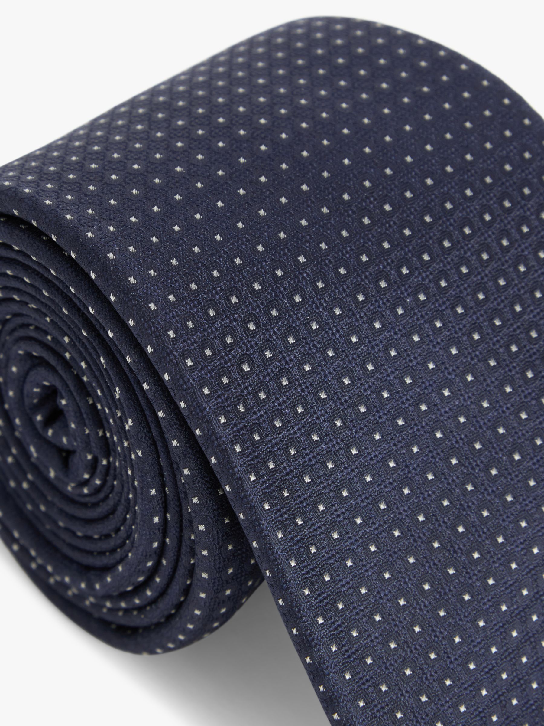 John Lewis Silk Spot Tie, Navy at John Lewis & Partners