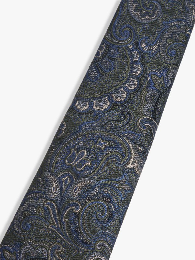 John Lewis Silk Paisley Tie, Blue