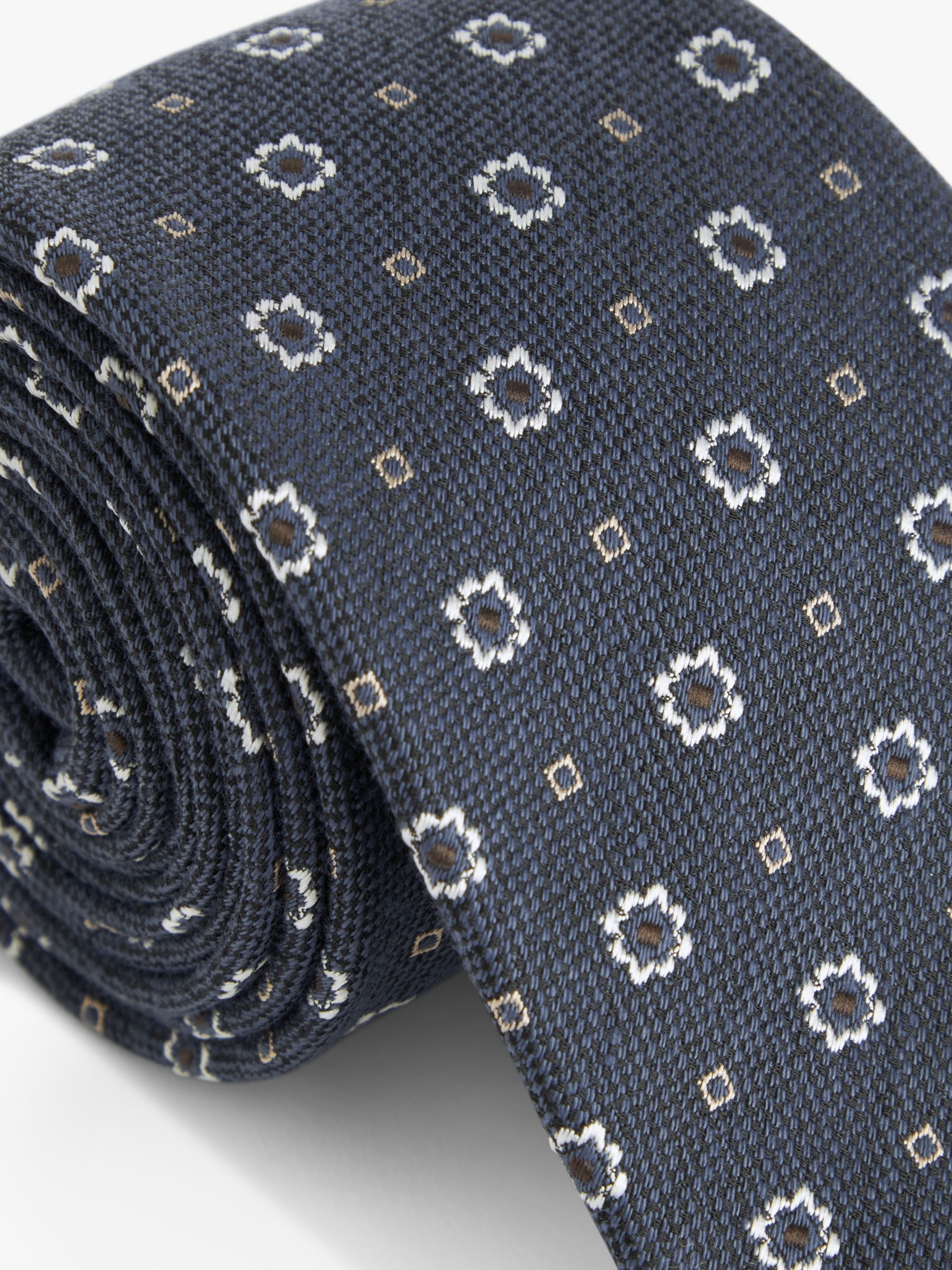 John Lewis Small Foulard Tie, Airforce Blue at John Lewis & Partners