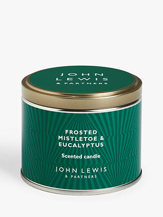 John Lewis Frosted Mistletoe & Eucalptus Tin Scented Candle, 219g