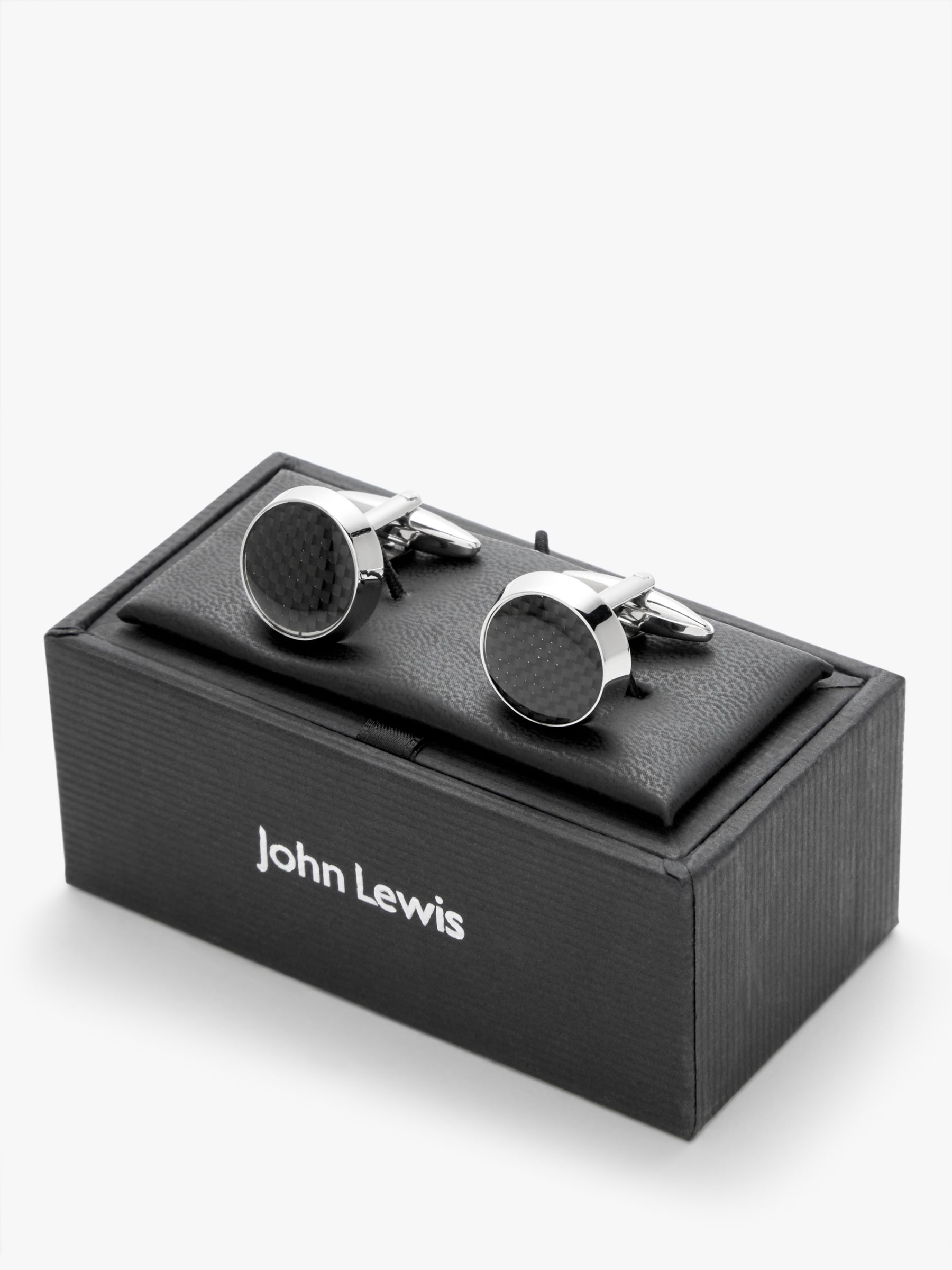 Buy John Lewis Vintage Carbon Fibre Round Cufflinks, Grey Online at johnlewis.com