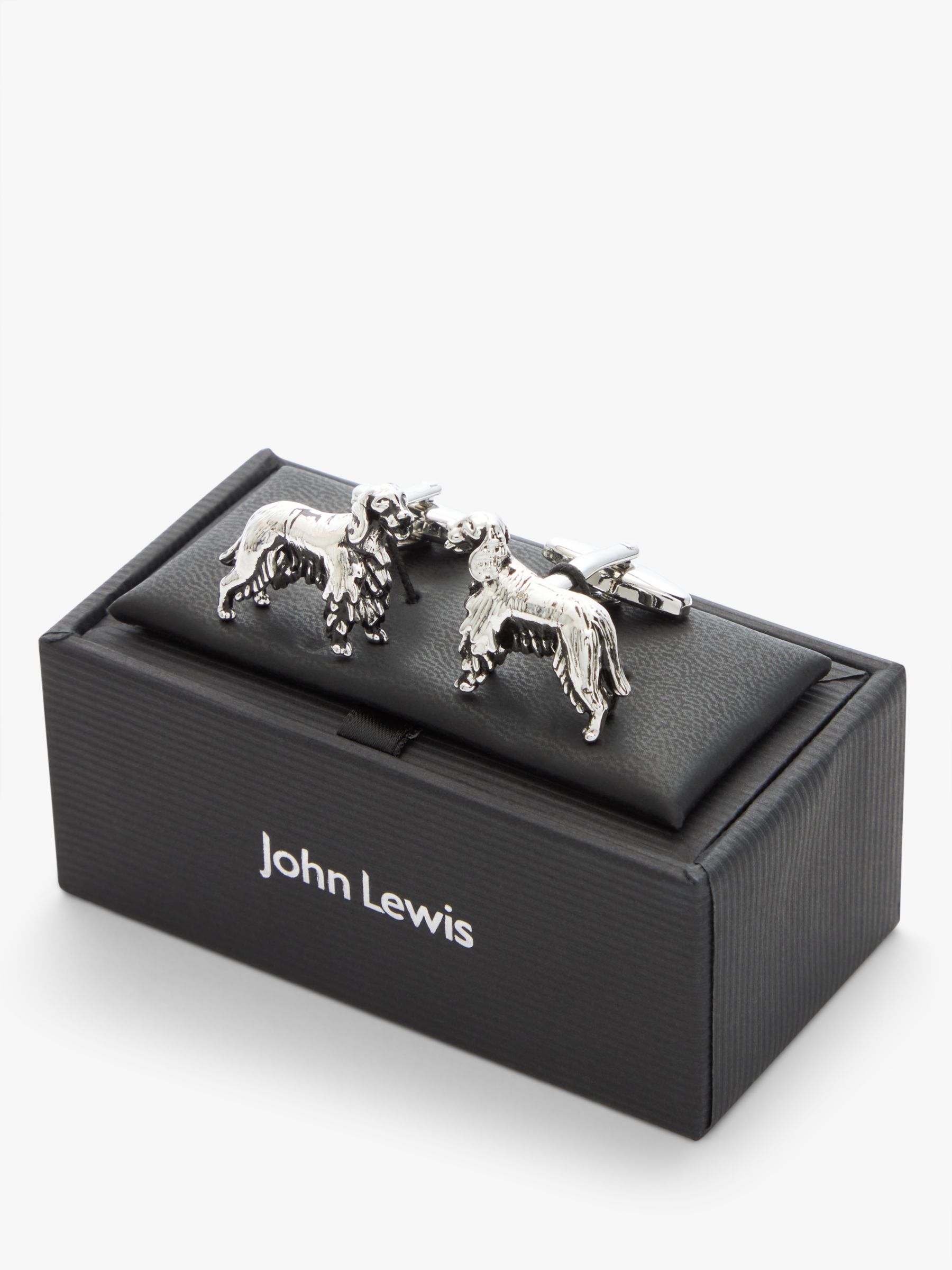 John Lewis Spaniel Dog Cufflinks, Silver