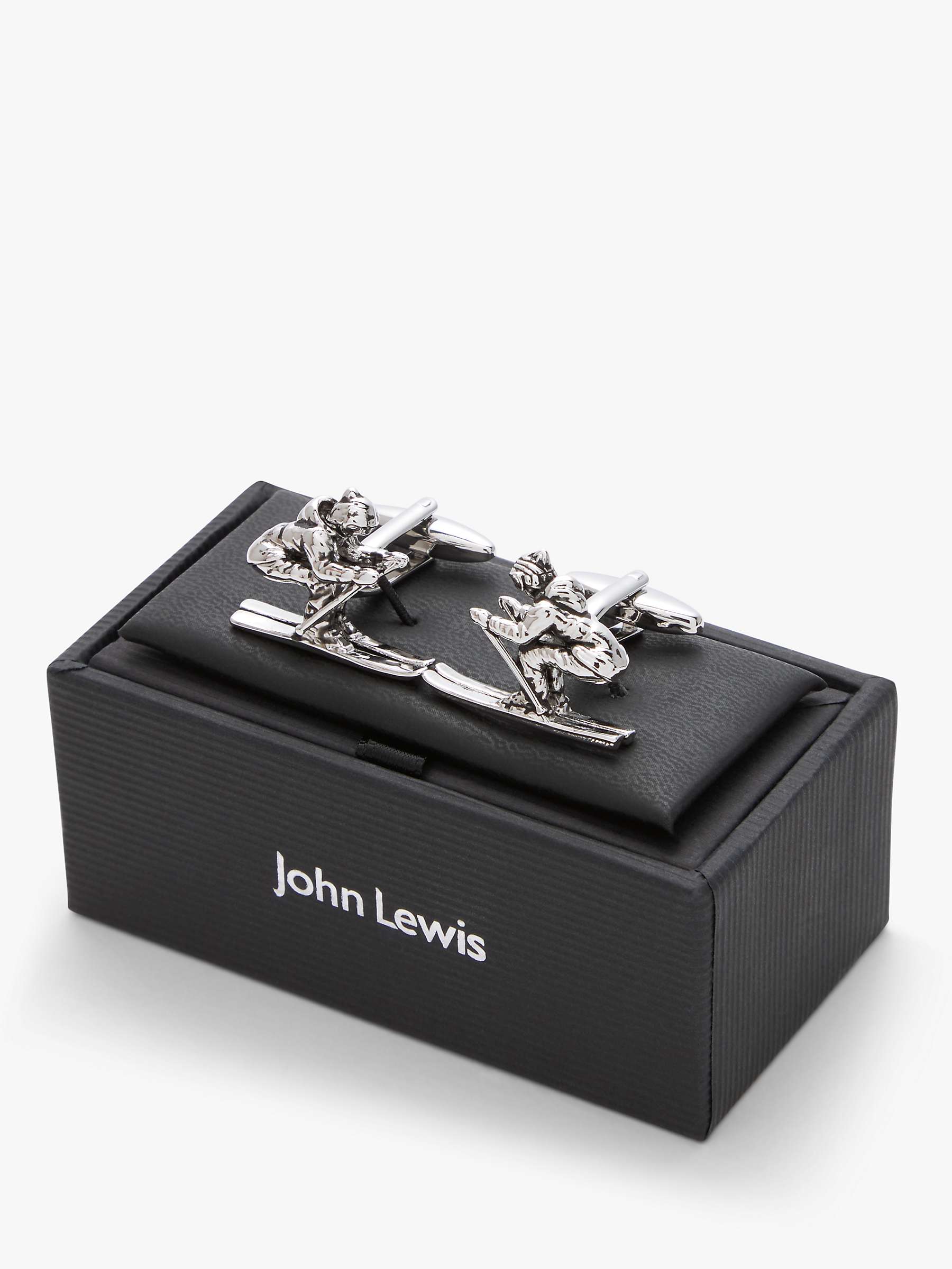 Buy John Lewis Skier Cufflinks, Silver Online at johnlewis.com